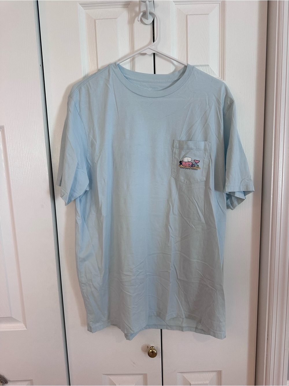 Light Blue Pocket Tee with Graphic - Men